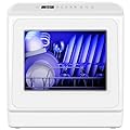 EUHOMY Countertop Dishwasher Portable with 6 Programs, 5L Built-in Water Tank for Apartments, 167? High-Temp, No Hookup Needed, Mini Dishwasher with Baby Care, Air Dry/Quick/ECO/Fruit/Normal, White