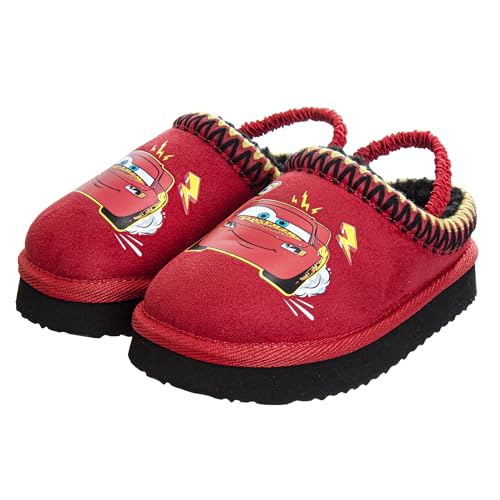 Josmo Cars Clog Slippers Lightning McQueen Slipper Shoe - Boys PJ Warm Pajama Kids House Sandal - Red (size 11-12 Little Kid)