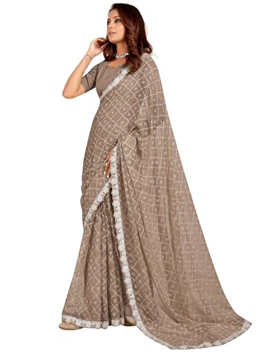Sari en mousseline pour mariages et fêtes avec son chemisier à coudre