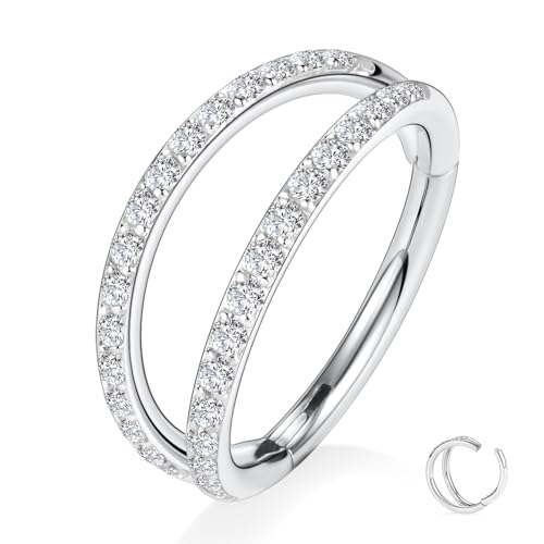 PEAKLINK 16G Helix Cartilage Conch Hoop Earring G23 Titanium Double