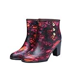 Botas de lluvia a media pantorrilla para mujer, impermeables, modernas, antideslizantes, cómodas, para uso diario, C 630 Rojo, 36.5 EU