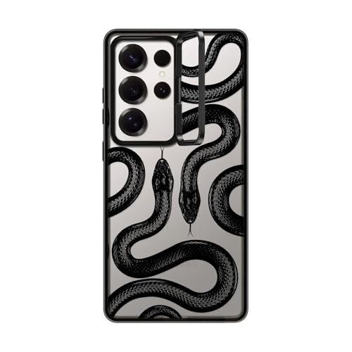Coque Galaxy S25 Ultra CASETiFY anneau de support noir transparent motif serpent royal