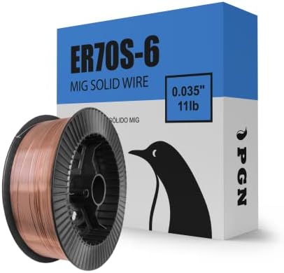 PGN Solid MIG Welding Wire - ER70S-6-0.035 Inch, 11 Pound Spool - Mild Steel MIG Wire with Low Splatter and High Levels of Deoxidizers - For All Position Gas Welding