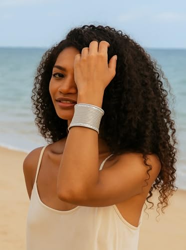 Image of Touchstone Indian Bollywood Desire Brass Base Exotic Workmanship Free Size Cuff Bracelet in Antique Gold Or White Or Copper Tone for Women.