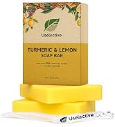 Uselective Upgraded Lemon Turmeric Soap – 30% Larger & 3x Shea Butter More Moisturizing for Face ...