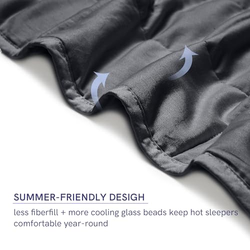 YnM King Size Weighted Blanket for Adults (88x104 Inches, 25 Pounds, Dark Grey), Smallest Compartments with Cooling Glass Beads,Heavy Bed Blanket for Two Persons of 110~190lbs on Queen or King Bed
