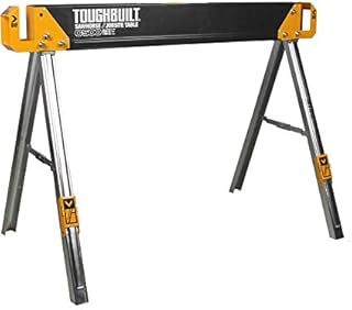 ToughBuilt - Sawhorse with 2x4 Support Arms 1100 LB Capacity - Heavy Duty Construction with Fast Open Legs and Easy Grip H...