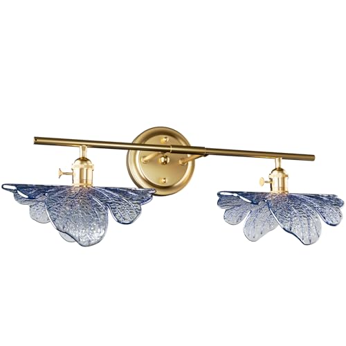 Clfuture 2 Light Vintage Wall Sconces with Glass Shades,Vanity Light,Bathroom