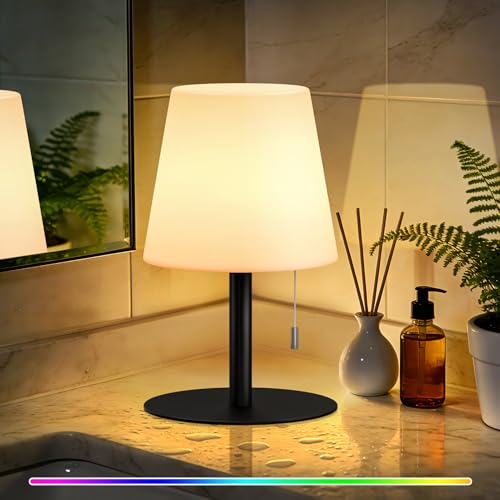 uuffoo Shower Lamp Waterproof Warm White & RGB Shower Light Dimmable LED Rechargeable Table Lamp Cordless Outdoor Lamps - Detailed View
