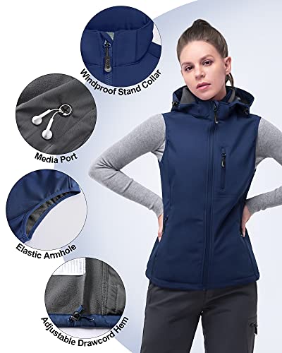 Chaleco cortavientos de mujer con capucha y forro polar activo 3