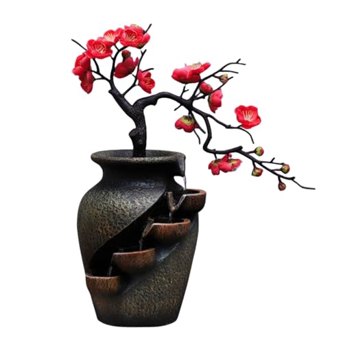 simerlook 卓上噴水 滝 噴水 インテリア 置物 ミニ滝 LEDライト付き 室内噴水 風水 加湿器 流水 樹脂 玄関 おしゃれ 卓上 滝 置き物 雑貨 工芸品 開運 装飾 デスクトップ噴水 卓上用飾り 部屋 オフィスに対応 ヨガ 瞑想に最適 (ロッ