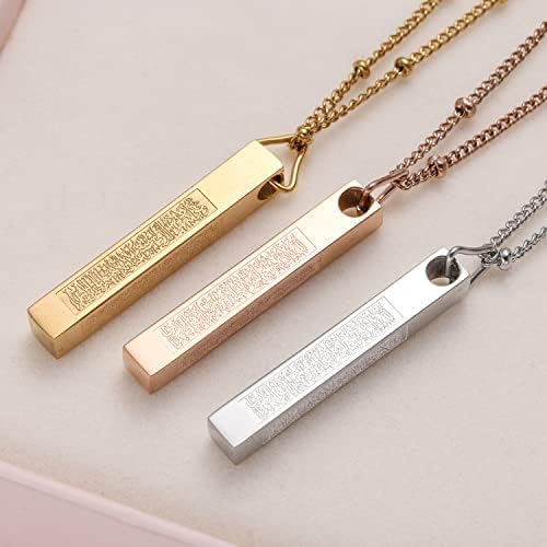Qitian Islamic Jewelry Gifts for Women Muslim Pendant Gold Allah Arabic 3D Bar Necklaces Ayatul Kursi Necklace Islam Eid Ramadan Gifts for Women Men - Image 2