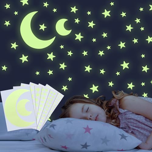 Estrellas Fluorescentes para Techo, 318PCS Pared Niños Luminoso P...
