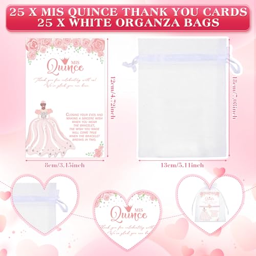 Image of Wenqik 25 Sets Quinceanera Party Favors for Guests Sweet 15th Butterfly Adjustable Bracelets with Thank You Cards Organza Bag 15 Years Birthday Religious Gifts for Guests Party Favor
