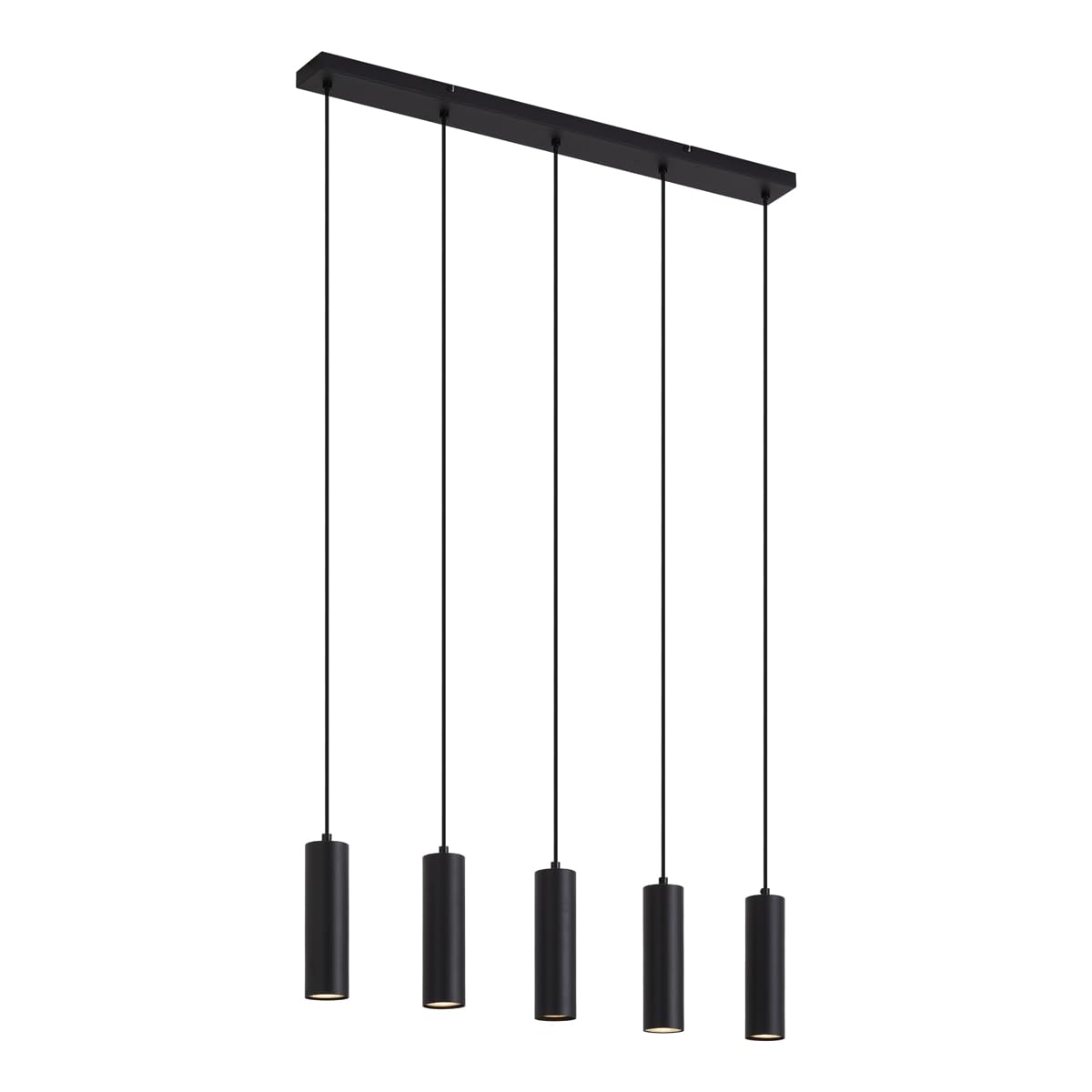 Qazqa Esstisch Modern Pendelleuchte, Pendellampe - Jeana - Schwarz, 5-flammig, 80cm, Ideal als Esszimmerlampe und Wohnzimmerlampe