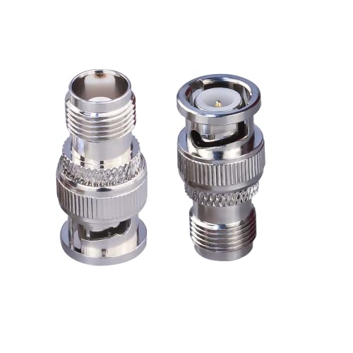 TUOLNK Adaptador coaxial TNC a BNC BNC Macho a TNC Hembra Conector coaxial RF para Cable de extensión de Antena WiFi 2 uds