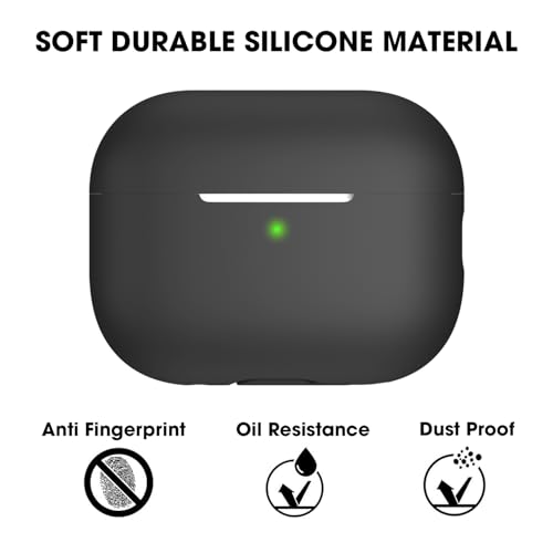 Image of Sounce Soft Silicone Protective Case for Airpods pro 2 Case Cover with Antilost Lanyard, Full Protection Tough Shockproof Charging Case Compatible with Airpods pro 2 Gen-2 2022 with Carabiner - Black