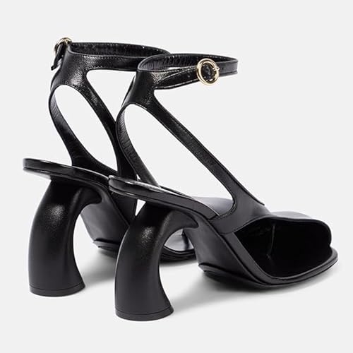 Women's Asymmetric Square Toe High Heel Sandals, Flip Flop High Heeled Sandals,Square Toe Adjustable Ank Fashion Sandals3