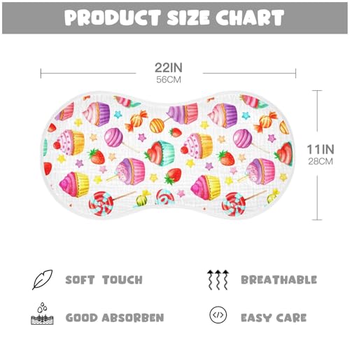 Cupcake Lollipop Stars Baby Burp Cloths Muslin Burp Cloth Absorbent Baby Wash Cloths Burping Cloths for Babies Burp Clothes Rags Towel for Newborn Baby Boy Girl Essentials,2 Pack3