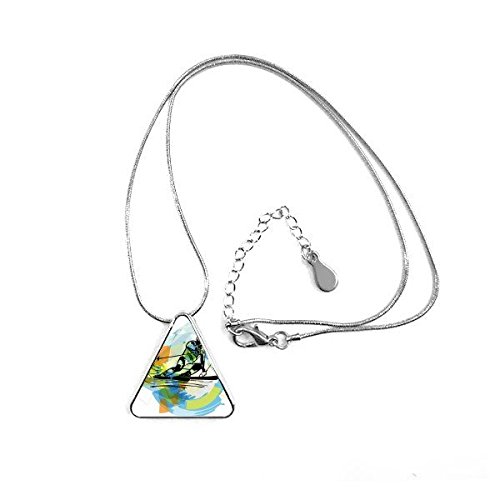 Collier ski freestyle synchronisé bijou triangle cadeau sport d'hiver
