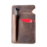 JJNUSA Smukłe etui ochronne z prawdziwej skóry, na notatki polowe z minimalistyczną podróżą, 8,9 x 14 cm, pionowe, 003