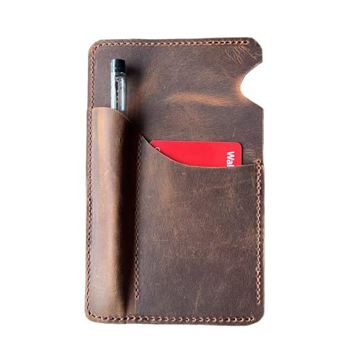 JJNUSA Smukłe etui ochronne z prawdziwej skóry, na notatki polowe z minimalistyczną podróżą, 8,9 x 14 cm, pionowe, 003