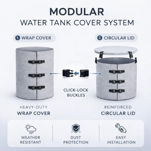 Image of Axmon Water Tank Cover 500 Ltr |5 Years Warranty |Heat Resistant Tank Cover for Overhead Water Tank | UV Protection |Heavy Duty All Weather Proof |Not Aluminium Foil Based |Easy Installation Straps