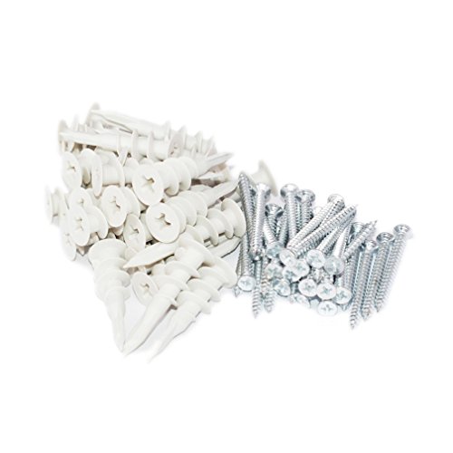 Drywall Anchor with Screws Sets - Plastic Self Drilling Dry Wall Anchors, 100 Pieces All Together - Thumbnail 6