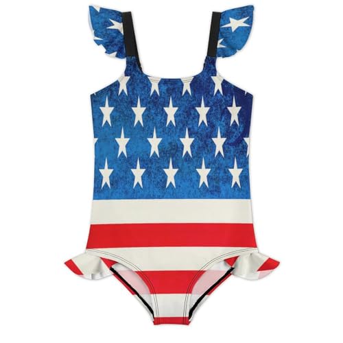 Image of Girls One Piece Swimsuit Lovely Cute Animals Ruffles Swimwear Bathing Suits 3-12 Years