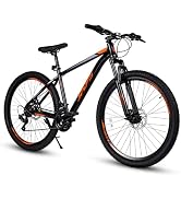 SmiloSprk 26/27.5" Mountain Bike for Men & Adults, Black, Steel Frame | Shimano Rear Derailleur, ...