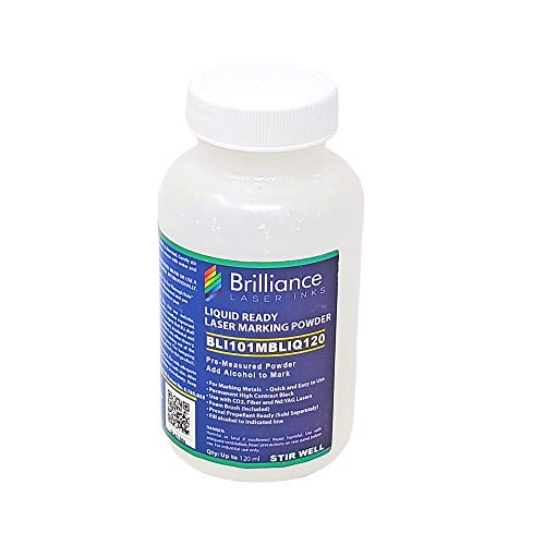 Liquid Ready Laser Marking Powder-"Brilliance Laser Inks" -BLI101MBLIQ120- Black Laser Ink for Metals Marking with CO2/Fiber/YAG (120 ml, Black)