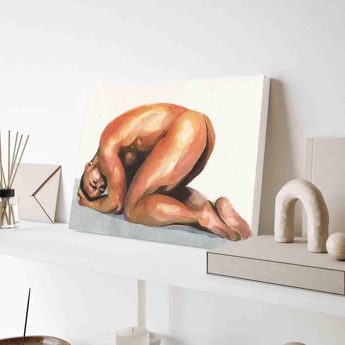 DAVUD Canvas Wall Art For Bedroom Men-Watercolor Painting Gay Man-Gay Male Art Wall Decor Men-Wall Art For Bar-Bathroom Art Decor Home Bedroom Living Room Wall Decor Easy To Hang Size: 12"X18"