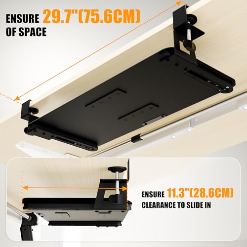 Image of ERGOMAKER Keyboard Tray Under Desk 65x30cm Slide-Out for Typing, Black