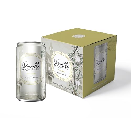 Image of Revello Mixers Tonic Water - Mixer Infused with Electrolytes, Antioxidants, Vitamins & Minerals - Low Sugar & Calories - Premium Beverage for Crafted Cocktails & Mocktails - 8 fl oz (Pack of 4)