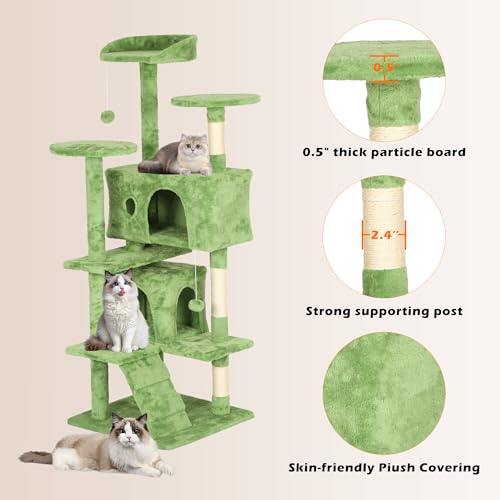 Árbol moderno para gatos de 3 niveles verde miniatura 7