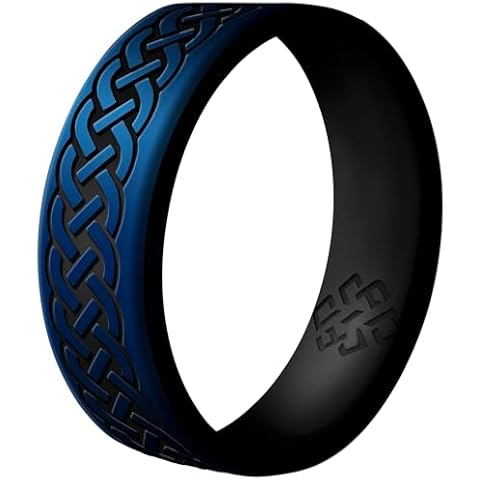 Knot Theory Celtic Sailor Metal Blue Silicone Ring for Men Women - Size 11 6mm Dual Layer Breathable Comfort Fit Engagement Wedding Band Cover