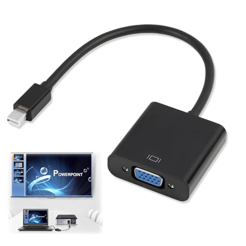 Mini DisplayPort to VGA Adapter, Compatible with Mini DP to VGA Converter Male to Female MacBook Pro, iMac, Surface Pro, ThinkPad, Monitor, HDTV, Projector, 1080P Full HD Display Support