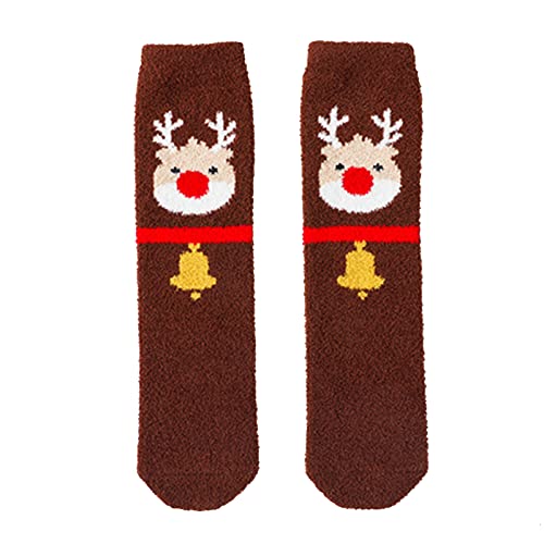 Generisch Bebé Niños Navidad Fleece cálido sueño largo calcetín hasta la rodilla calcetines pantuflas calcetín suave zapatos calcetines niños 22 24 niño, E, talla única
