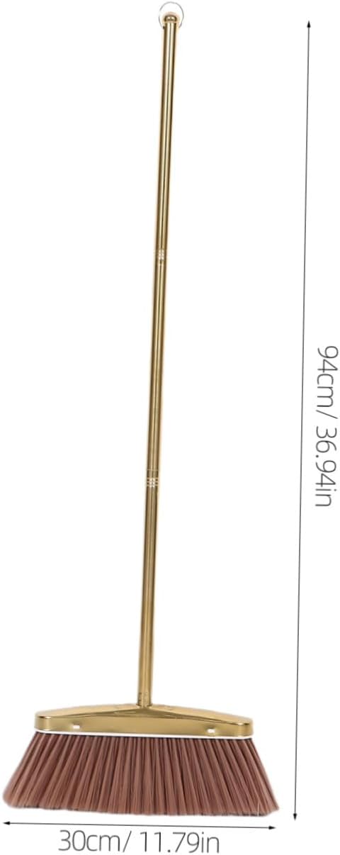 Cabilock Heavy Duty Stainless Steel Hand Broom with Detachable Handle for Indoor and Outdoor Cleaning, Golden Color, Sturdy Dust Removal Sweeper Broom for Home and Patio Use
