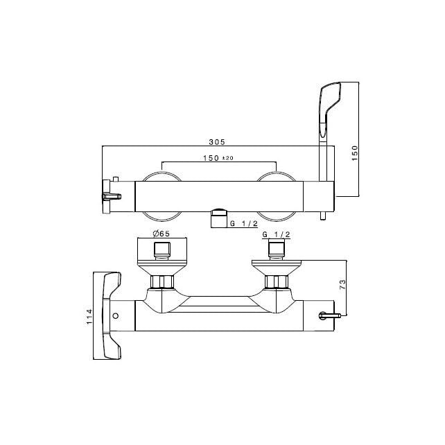 Mitigeur thermostatique Thermador Abba chromé 305mm pour senior et PMR