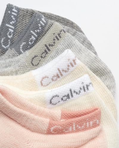 Image of Calvin Klein Womens No Show Socks - 6 Pack Breathable Cotton Blend Athletic Performance Low Cut Running Socks for Women