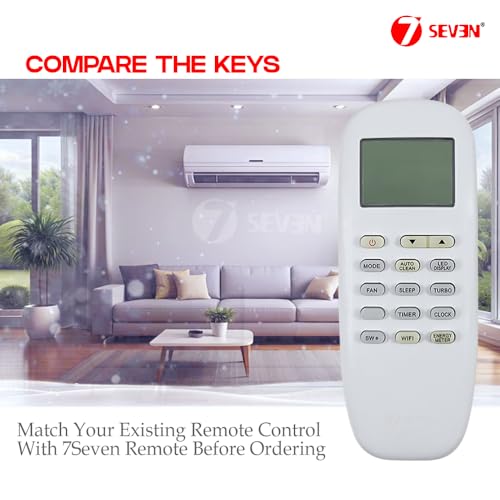 Image of 7SEVEN Compatible with Videocon AC Remote Control Model 215 Suitable for Split and Window 1 1.5 2 Ton Air Conditioner - Match Each Keys Exactly to Replicate Genuine Remote Function