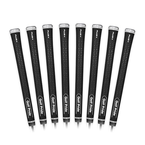 Golf Pride Tour Velvet Plus4 Golf Club Grip - Best All-Around Grip With Larger Lower Hand - Slip-Resistant Durable Rubber With Uniform Plus-Sign Texture - Midsize - 8 Pack
