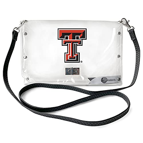 Littlearth Womens NCAA Texas Tech Red Raiders Clear Envelope Purse with Black Fashion Strap, Clear, 10″ x 6.5″ x 0.5″, (101312-TXTC-STRAP)