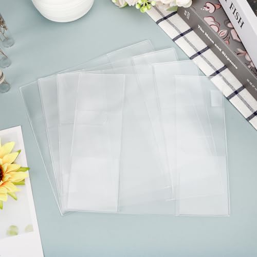 Image of 4PCS Clear Plastic Cover for Books, 8.03 x 7.78 Inch Clear Notebook Covers Planner Cover Protector, Transparent PVC Notebook Strong Plastic Protecting Sleeves for Books
