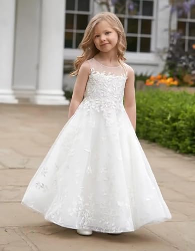 Elegant Tulle First Communion Dress Lace Appliques Flower Girl Dresses for Wedding Girls Pageant Formal Ball Gown2