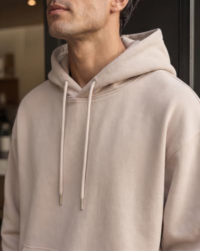 Image of NOBERO Oversized Solid Hooded Sweatshirt for Men | Oversized Hoodie for Men | Hooded Pullover | Cotton Rich Printed Hoodie 280 GSM Fleece
