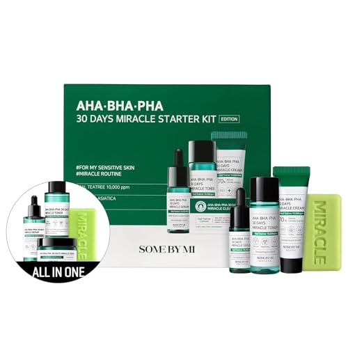 SOME-BY-MI-AHA-BHA-PHA-30Days-Starter-Kit-Toner-101Oz-Serum-033Oz-Cream-07Oz-Cleansing-Bar-105Oz-Mild-Exfoliating-Daily-Skin-Care-Set-Acne-Sebum-and-Oiliness-Care-Korean-Skin-Care