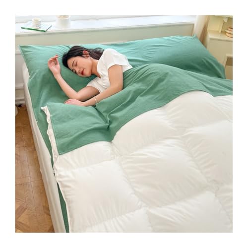 GBHMJU Forro for Saco de Dormir de algodón Lavado, Saco de Dormir for Adultos, sábanas de Viaje a Cuadros for Viajes en Hotel, Saco de Dormir for Acampar, Forros for Clima frío(Green,80x210cm-31x82)