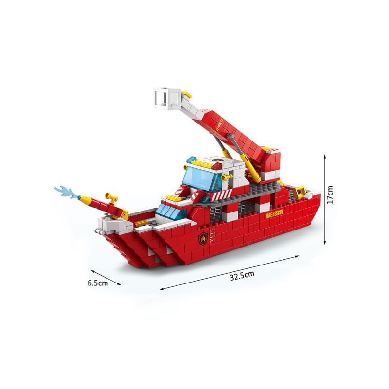 Image of SKY LINE OCEAN 6-in-1 Ship Building Block Set Toys [Red] | STEAM Kit for Kids | Build Boats, Yachts & More (1000+ Pcs) | Birthday Gift for Boys & Girls || 6 Months Structural Warranty